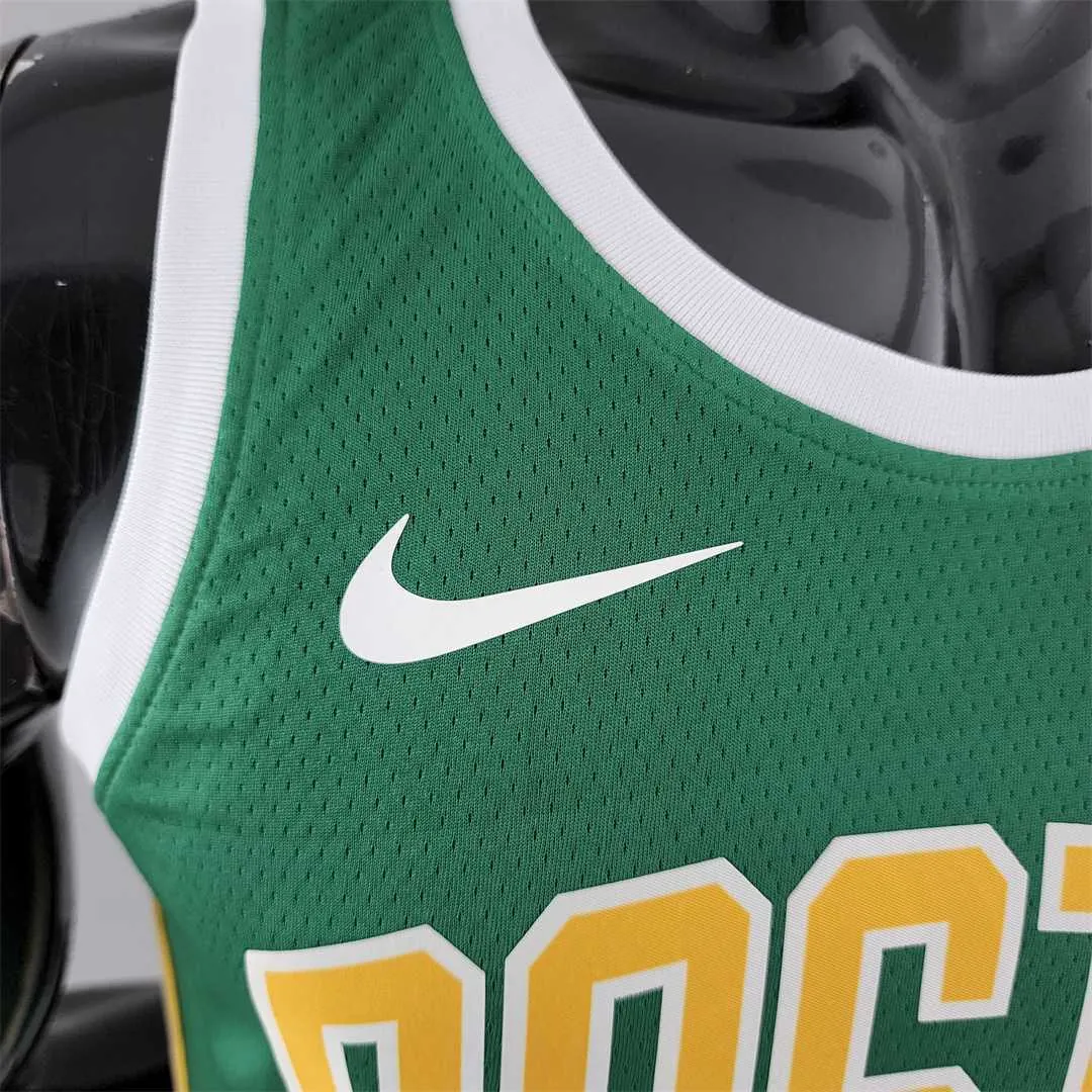 Boston Celtics Tatum #0 Green Gold NBA Jersey 2