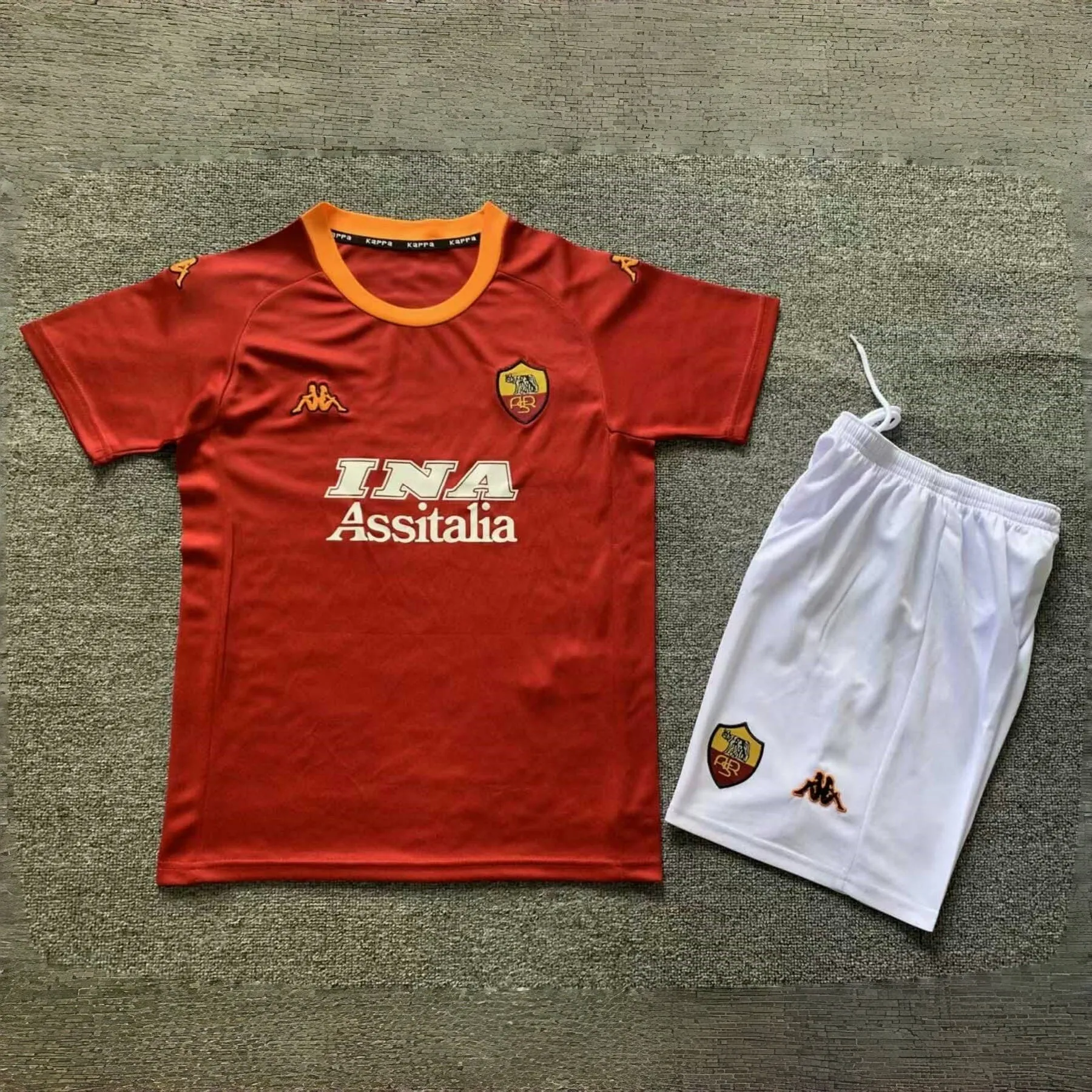 00-01 Roma Home Retro Kid Kits Youth Apparels Sport AAAAJersey Yupoo 2