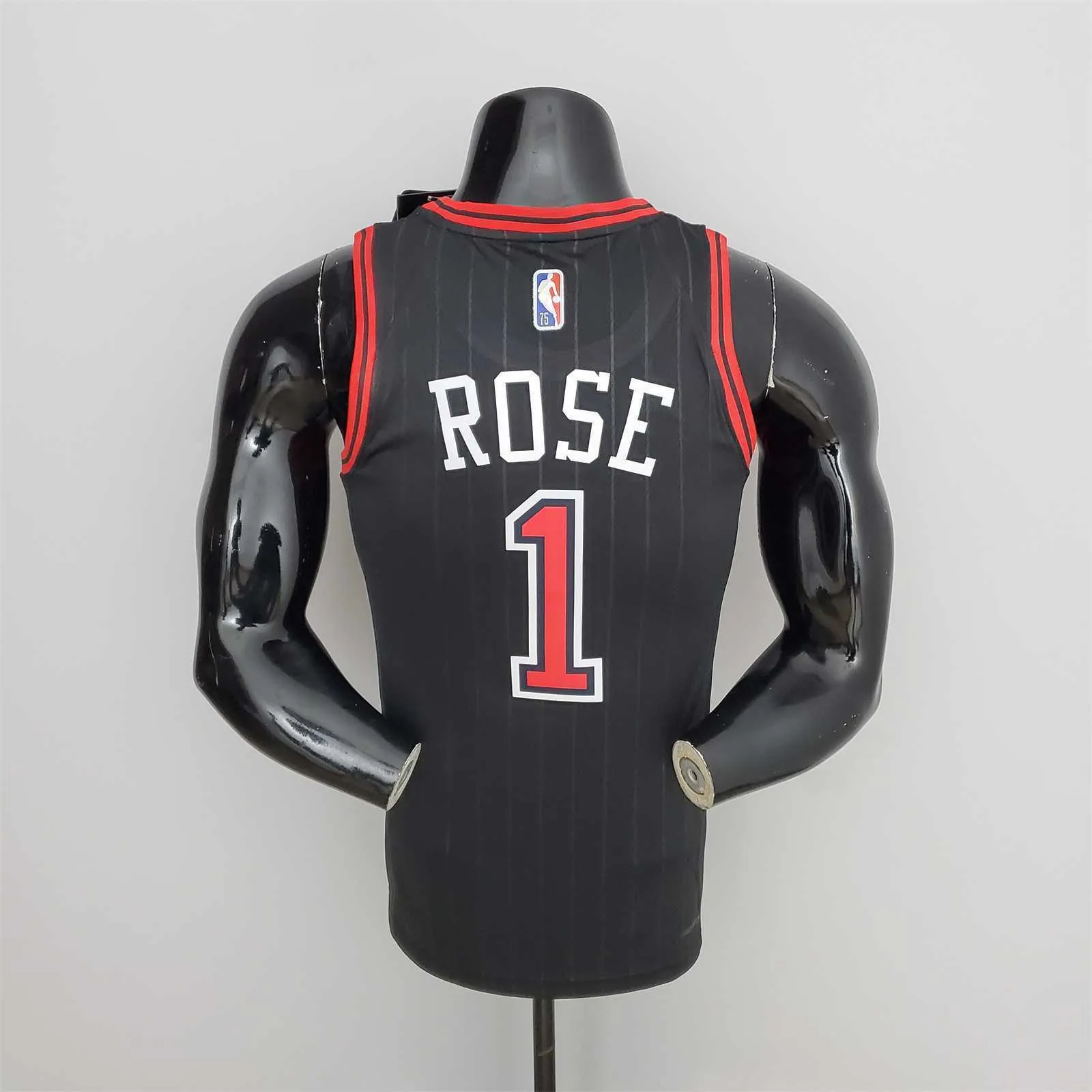75th Anniversary Rose #1 Bulls Flyers Black NBA Jersey 8