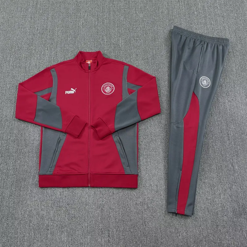 25-26 Manchester City Red Football Tracksuits Long Jacket Suits 1