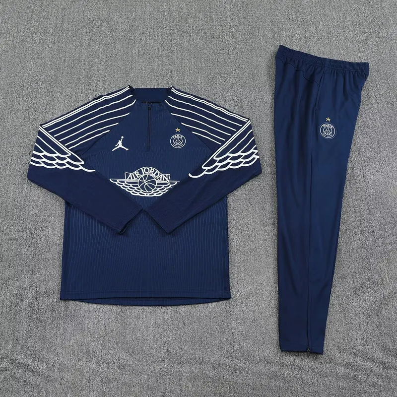 25-26 PSG x Jordan Navy Football Tracksuits Long Jacket Suits 1