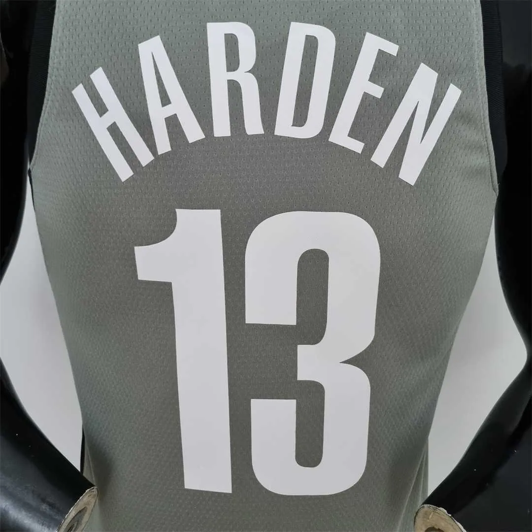 75th Anniversary Harden #13 Brooklyn Nets City Edition Gray NBA Jersey 6