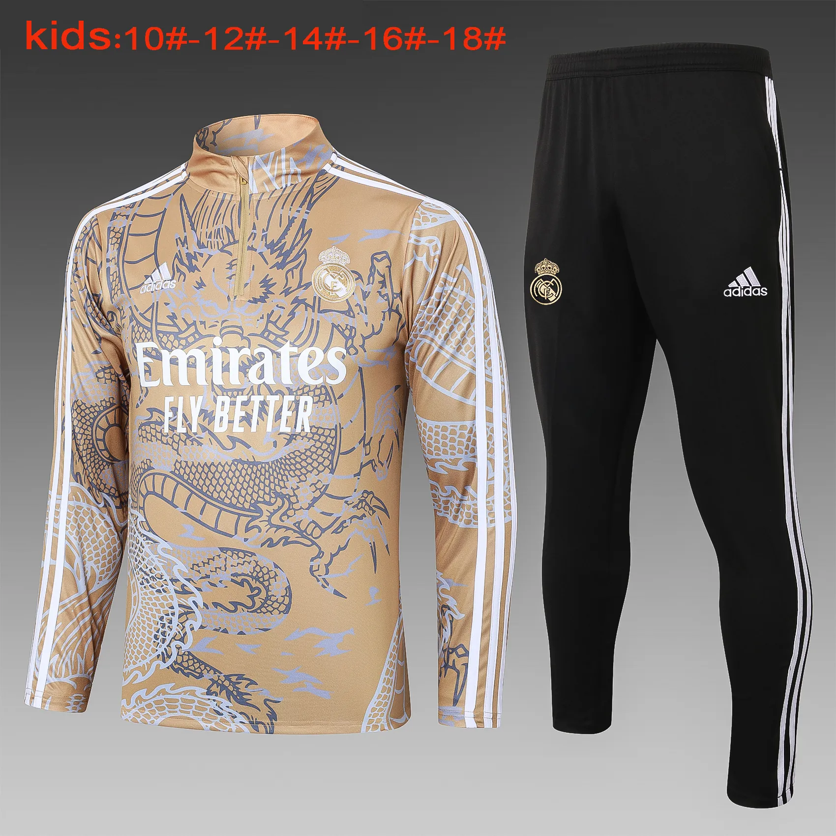 23-24 Real Madrid Kids Long Sleeve Training Suit Football Shirts 1