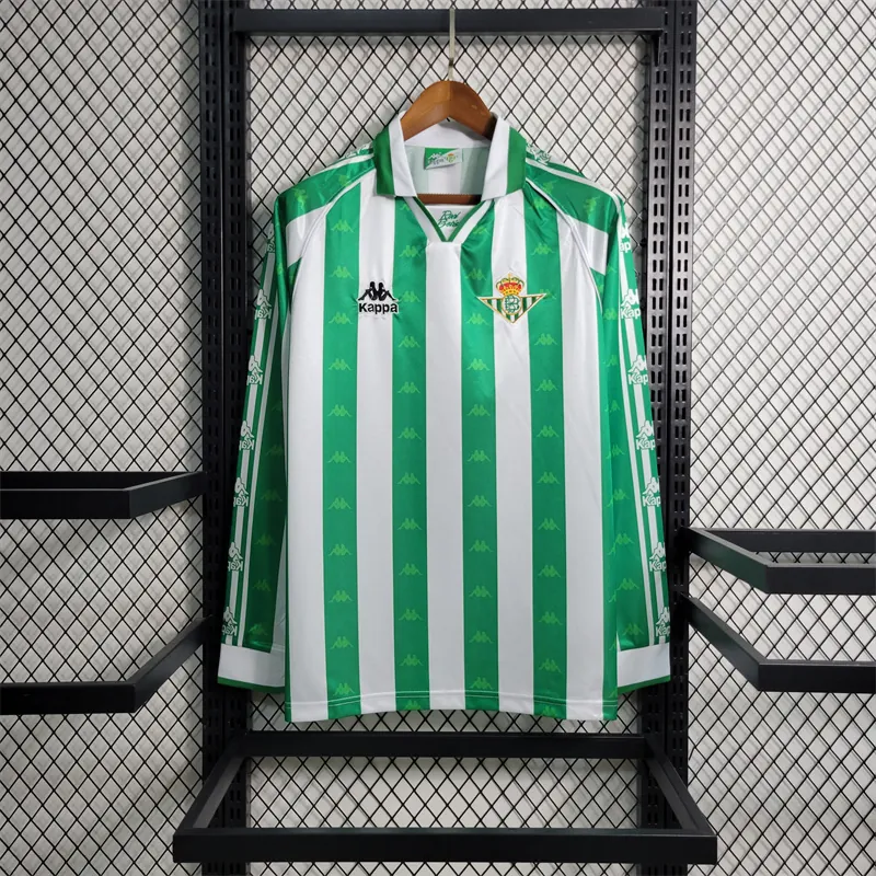 95-97 Retro Betis Home Long Sleeve Size S-XXL Soccer Jerseys 9