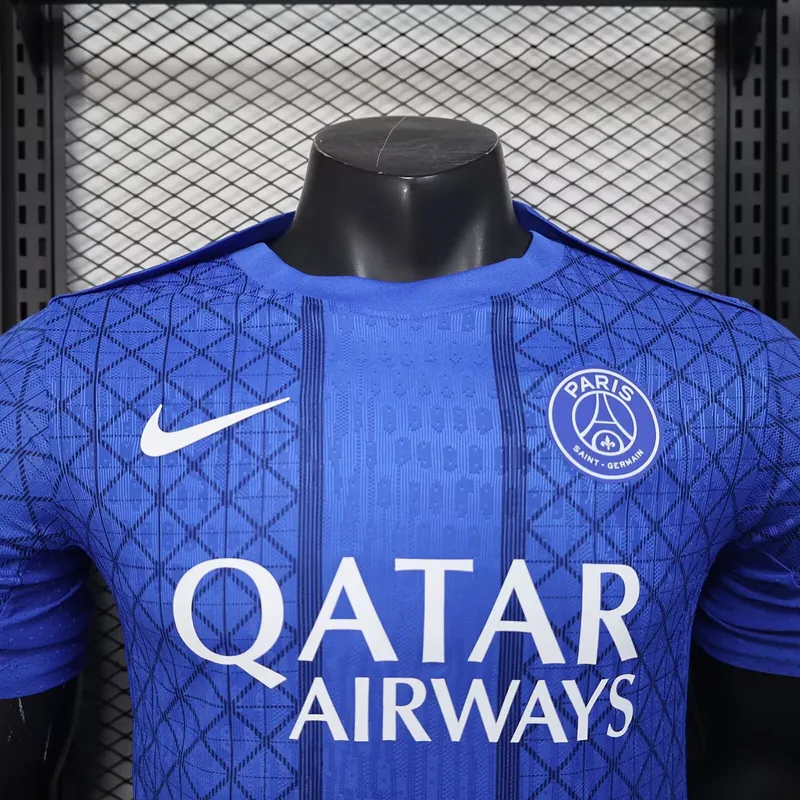 25-26 PSG Pre-Match Blue Kit Player Version Shirt AAAAJersey Wholesale Yupoo 1