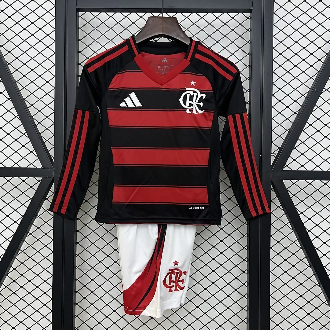 25-26 Flamengo Home Kid Long Sleeve Kits Youth Apparels AAAAJersey Dropship Yupoo 8