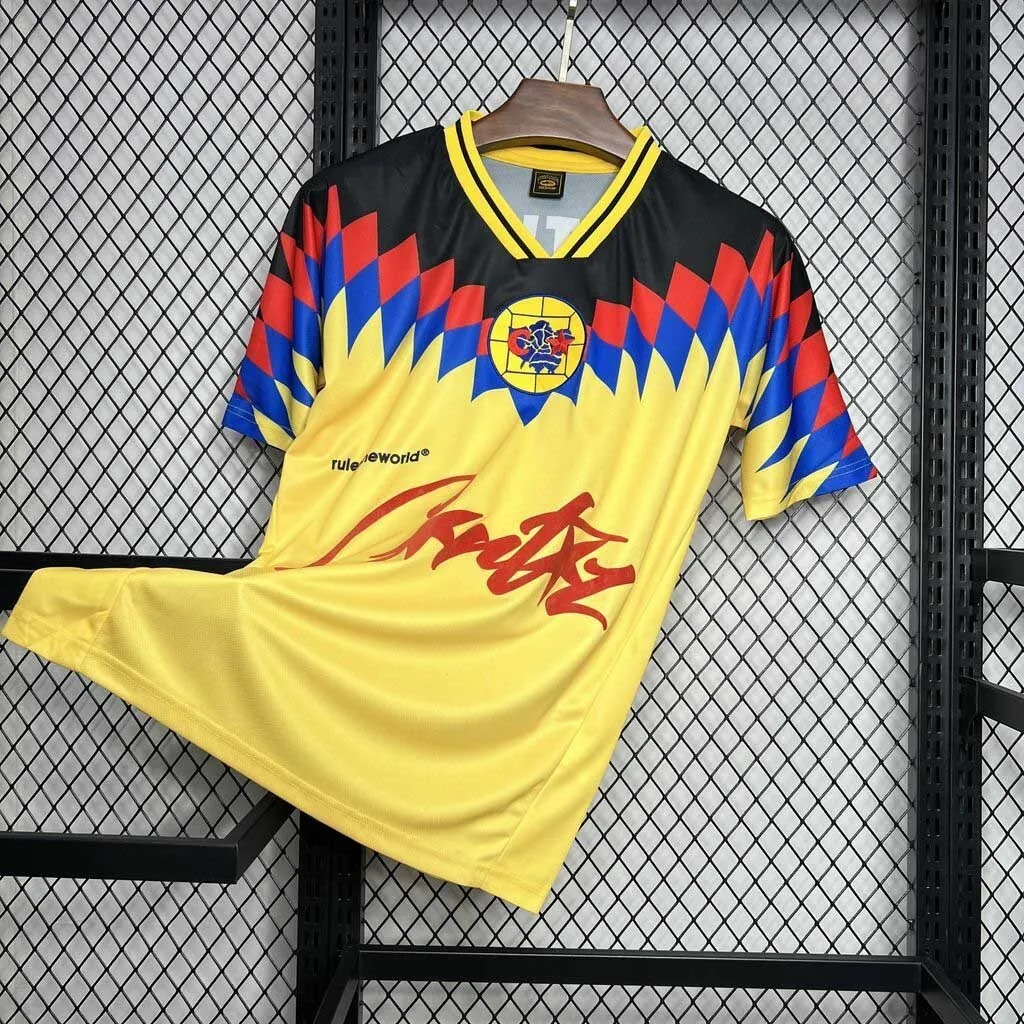 95-96 America RTW Yellow Retro Kit Vintage Shirt Sport AAAAJersey Yupoo 6