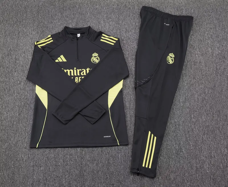25-26 Real Madrid Training Kits Long Black Football Tracksuits 1