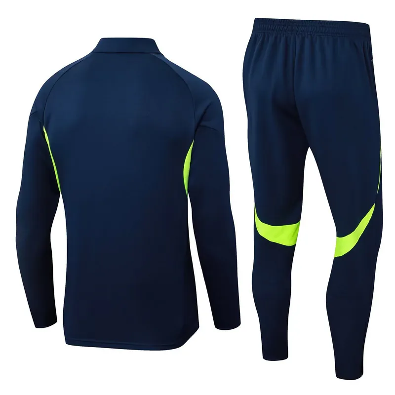 25-26 Real Madrid Navy&Green Training Kits Long Football Tracksuits 1