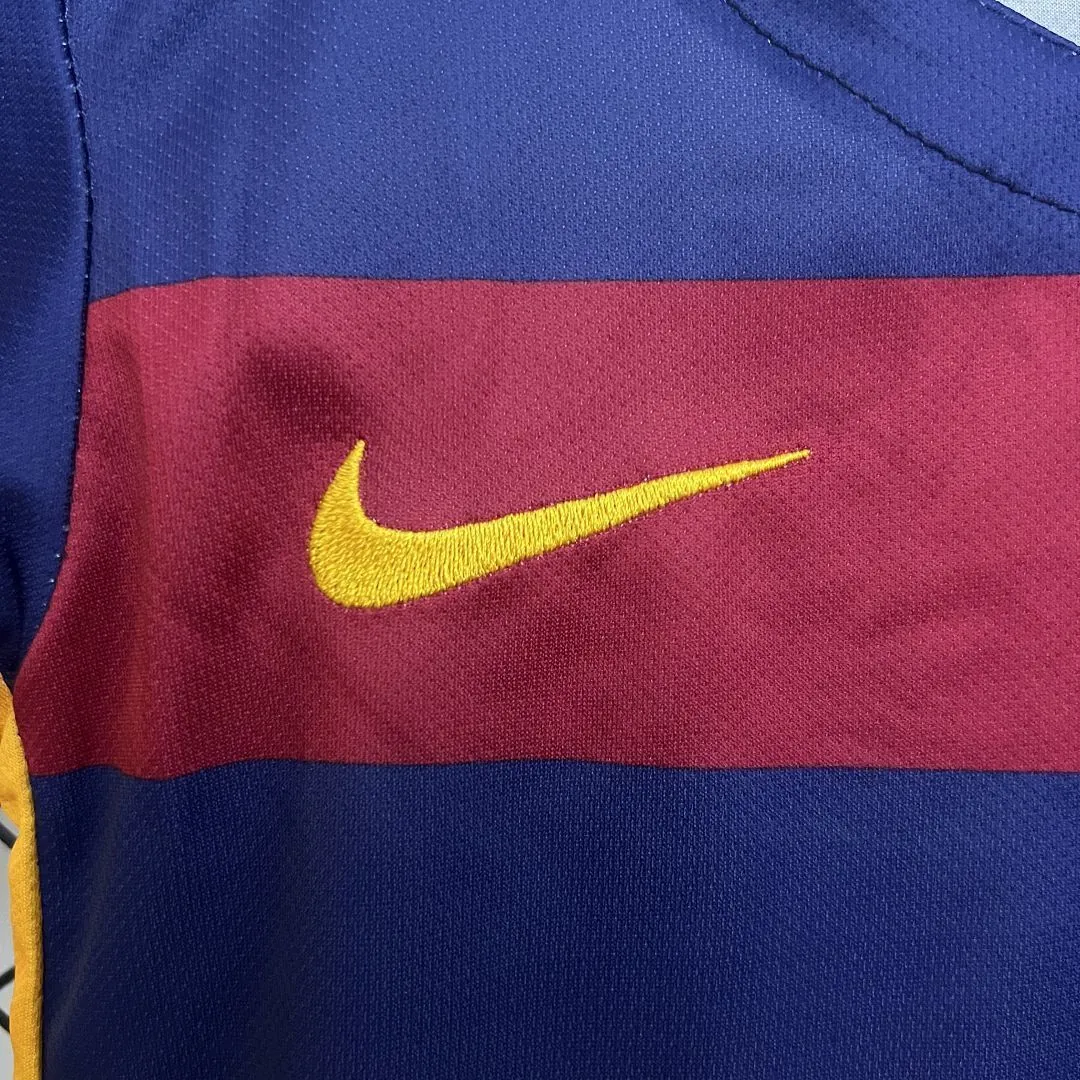 15-16 Barcelona Home Retro Kid Kits Youth Apparels Sport AAAAJersey Yupoo 3