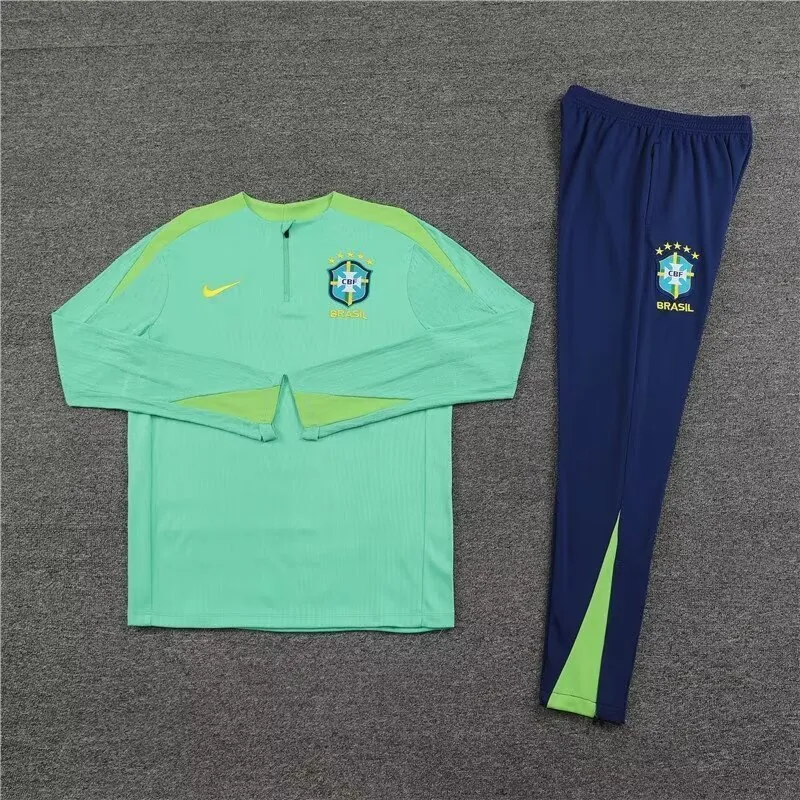 2024 Brazil Long Sleeve Tracksuit Green Training Suits Soccer Jerseys Yupoo 1