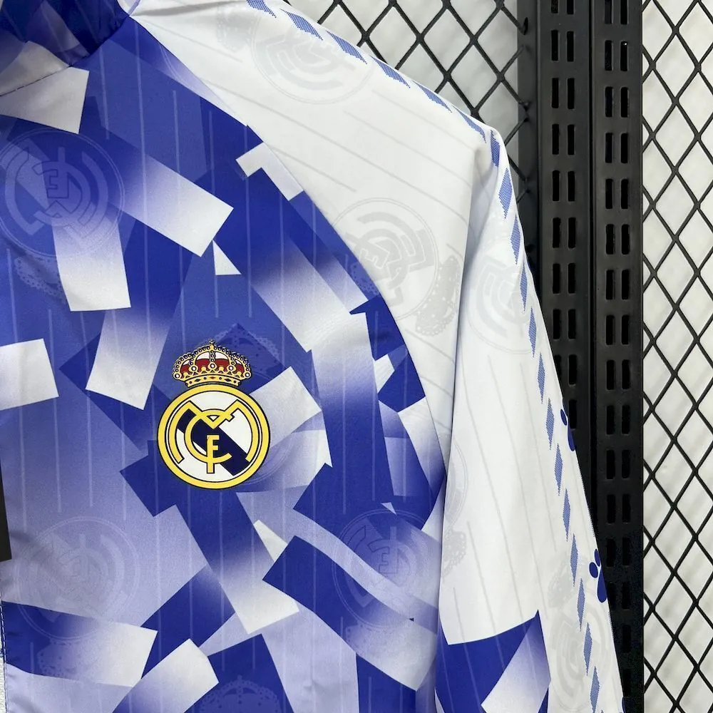 25-26 Real Madrid White&Blue Trench Coat Reversible Windbreaker Double-Sides Jacket 5