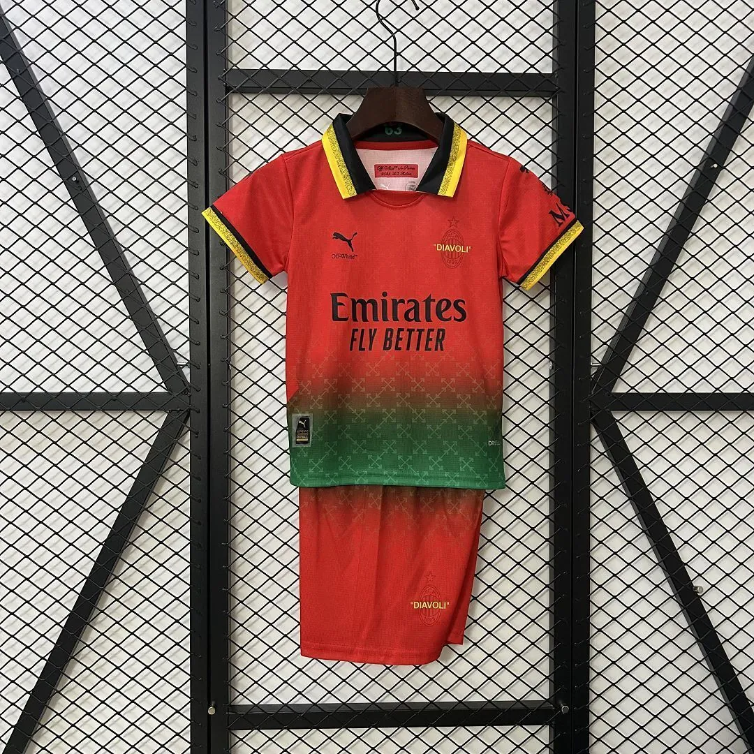 25-26 AC Milan x Offwhite Goalkeeper Kid Kits Youth Apparels AAAAJersey Supplier Yupoo 8