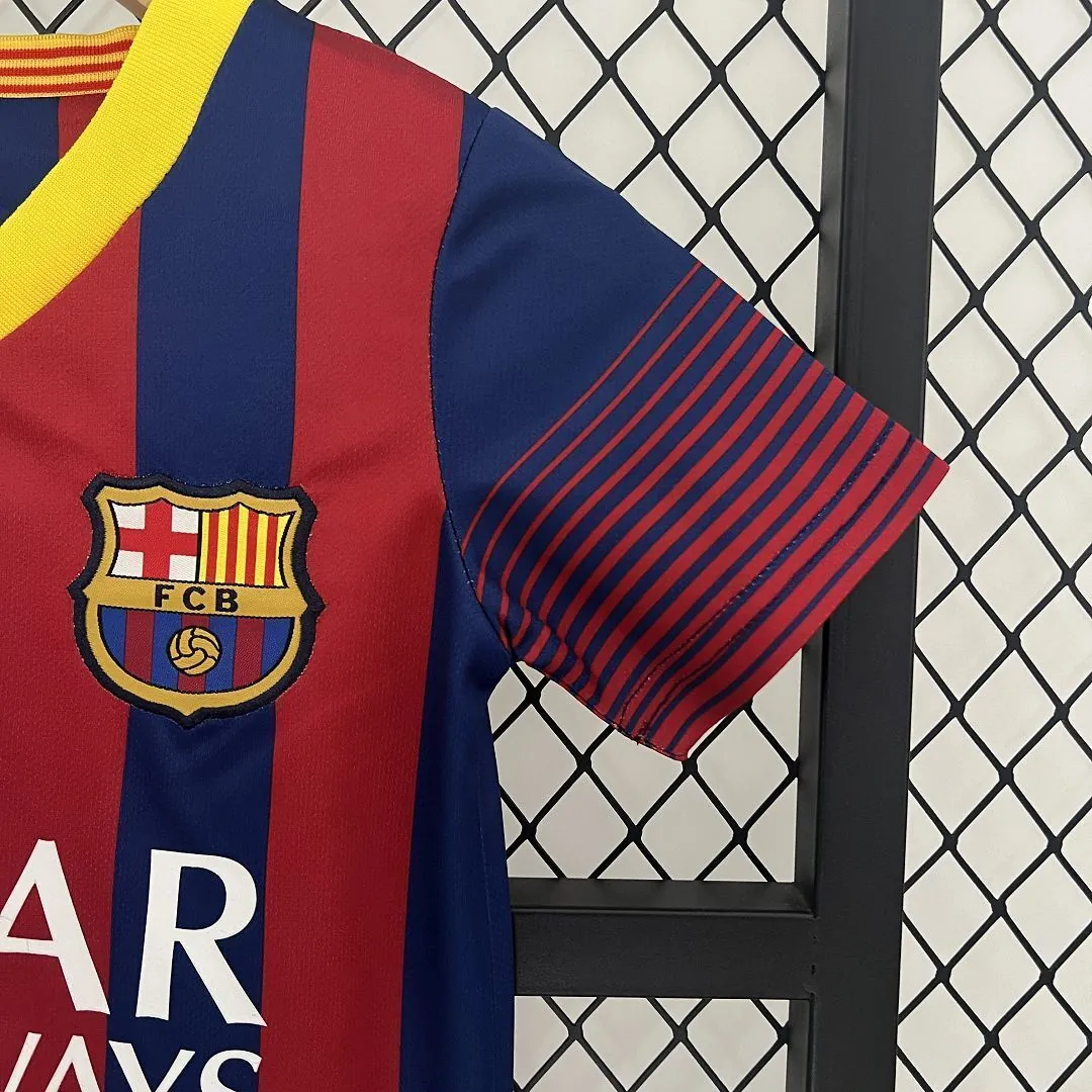 13-14 Barcelona Home Retro Kids Kits Children Shirt Cheap Jersey Yupoo 11
