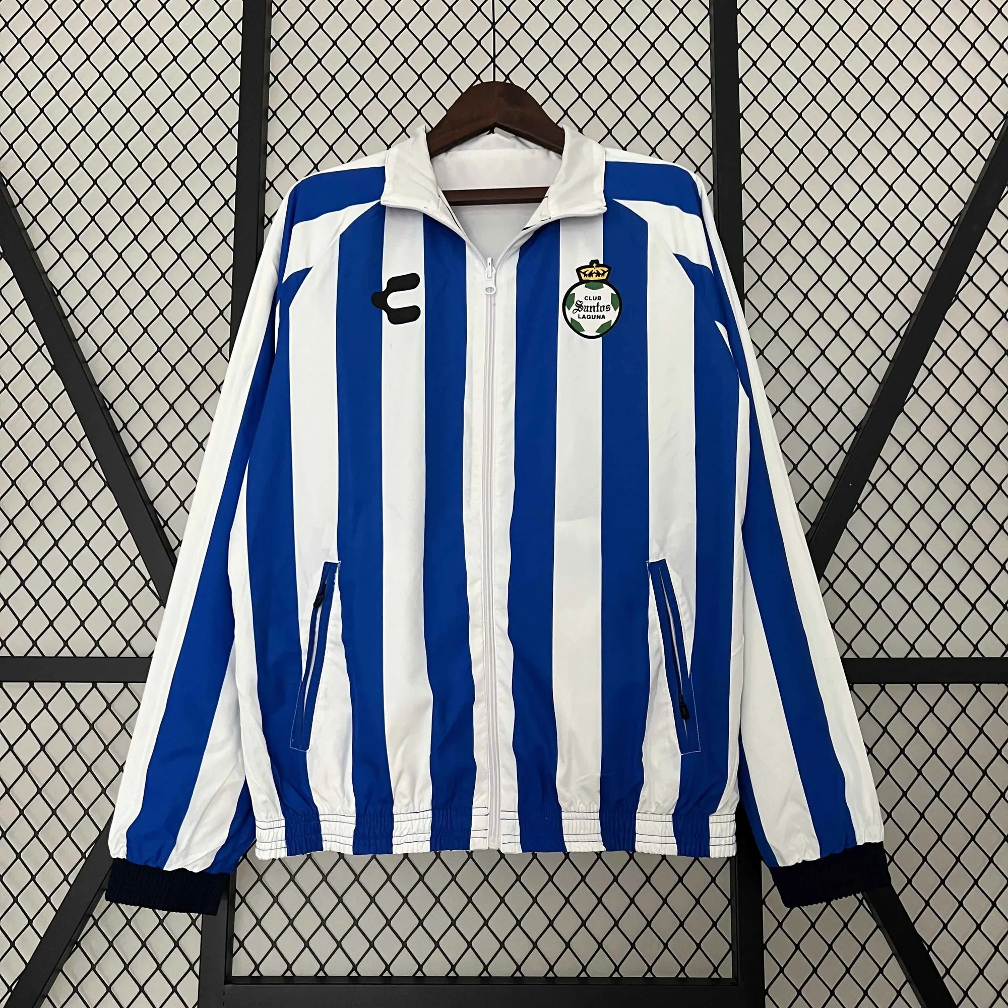 23-24 Santos Laguna Reversible Windbreaker White&Blue Double-Sides Jacket Soccer Jerseys For Sa 2