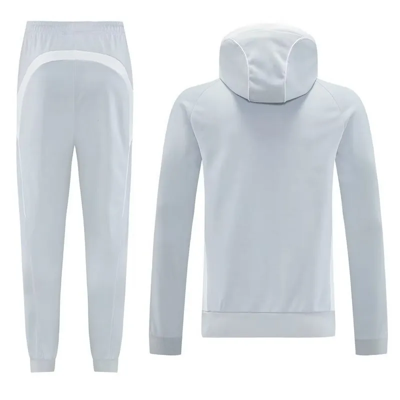 25-26 Real Madrid White Hoodie Tracksuit Long Jacket Suits 2