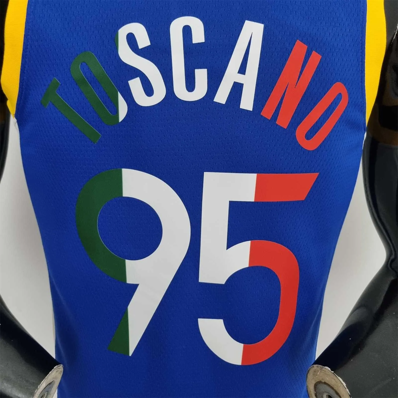 75th Anniversary Toscano#95 Golden State Warriors Mexico Exclusive Blue NBA Jersey 1