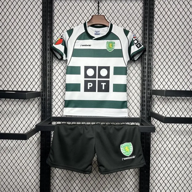 01-03 Sporting Lisbon Home Retro Kid Kits Youth Apparels Football AAAAJersey Yupoo 7
