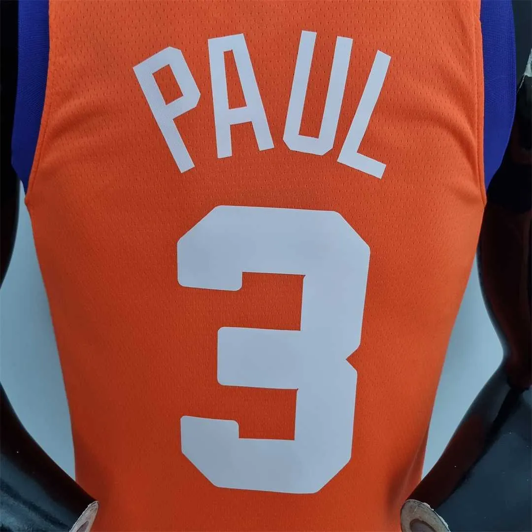 75th Anniversary PAUL#3 Phoenix Suns Jordan Theme Orange NBA Jersey 5