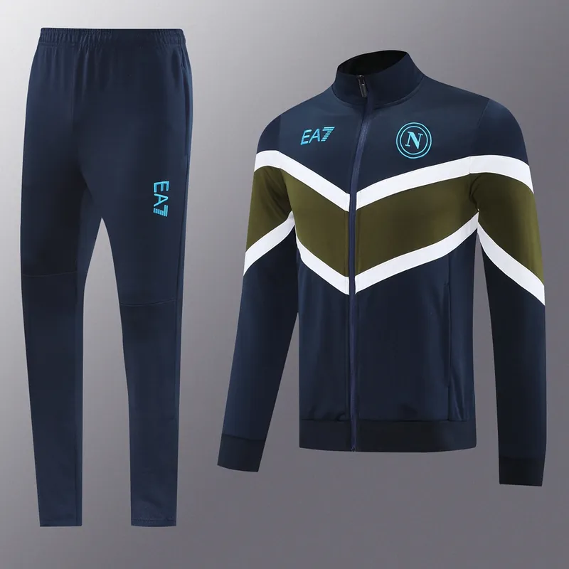 24-25 Napoli Navy&Green Football Tracksuit Long Jacket Suits 3