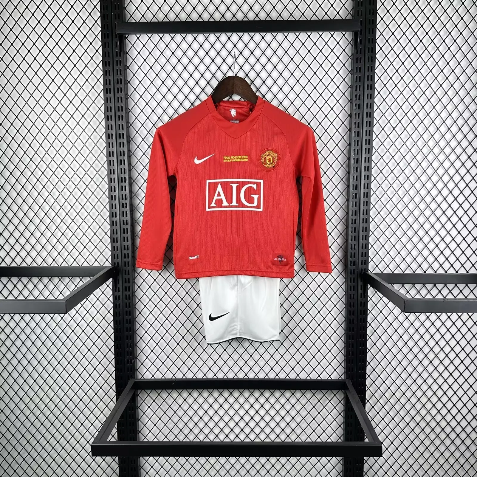 07-08 Manchester United Home Retro Long Sleeve Kid Kits Champions League Version Cheap Jerseys 4