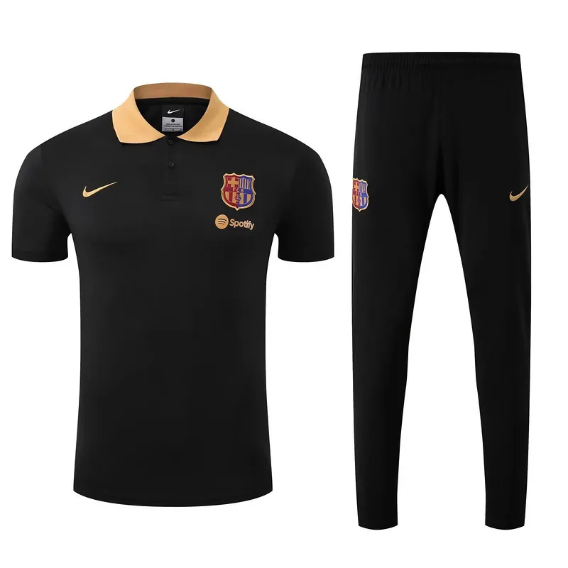 25-26 Barcelona Black POLO Training Kits Football Tracksuits-1 3