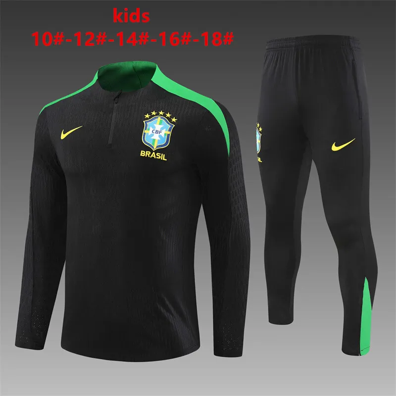 2024 Brazil Kids Long Sleeve Training Suit Football Shirts 1