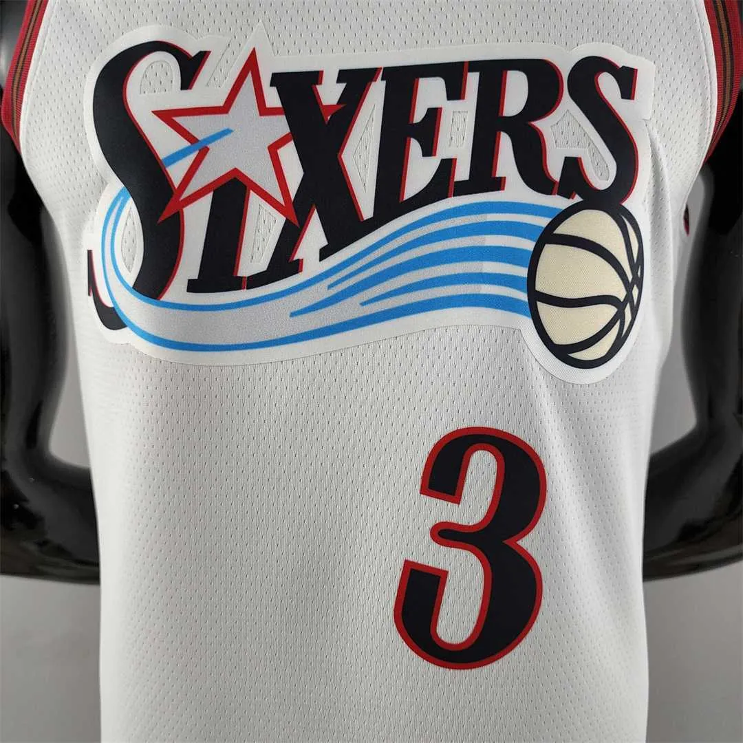 Retro Philadelphia 76ers Iverson #3 big meteor white NBA Jersey 8