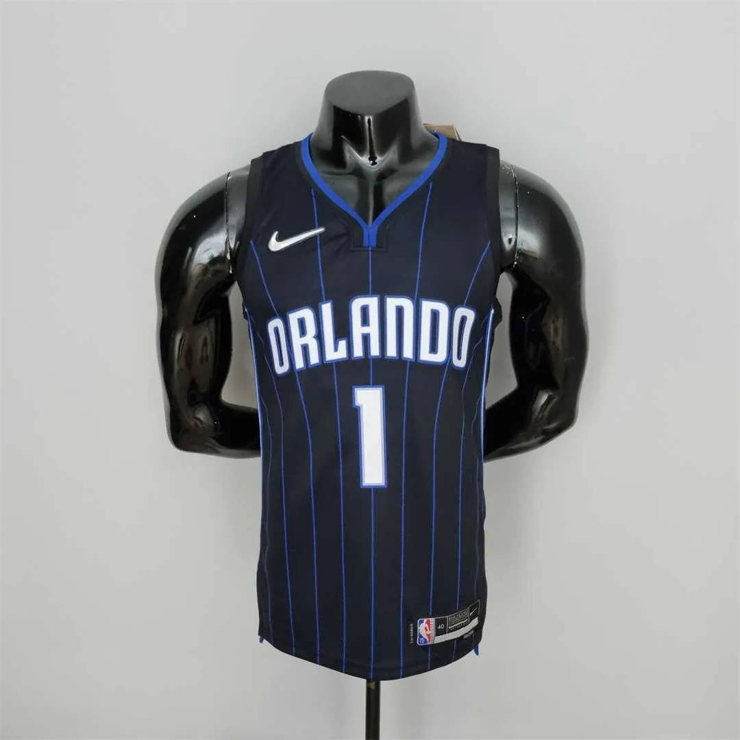 75th Anniversary McGrady #1 Orlando Magic Black NBA Jersey 11