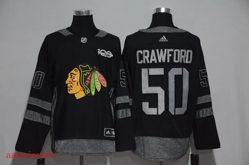 Chicago Blackhawks 100 anniversary ice hockey jersey M-3XL 芝加哥黑鹰队100周年纪念版冰球服 4