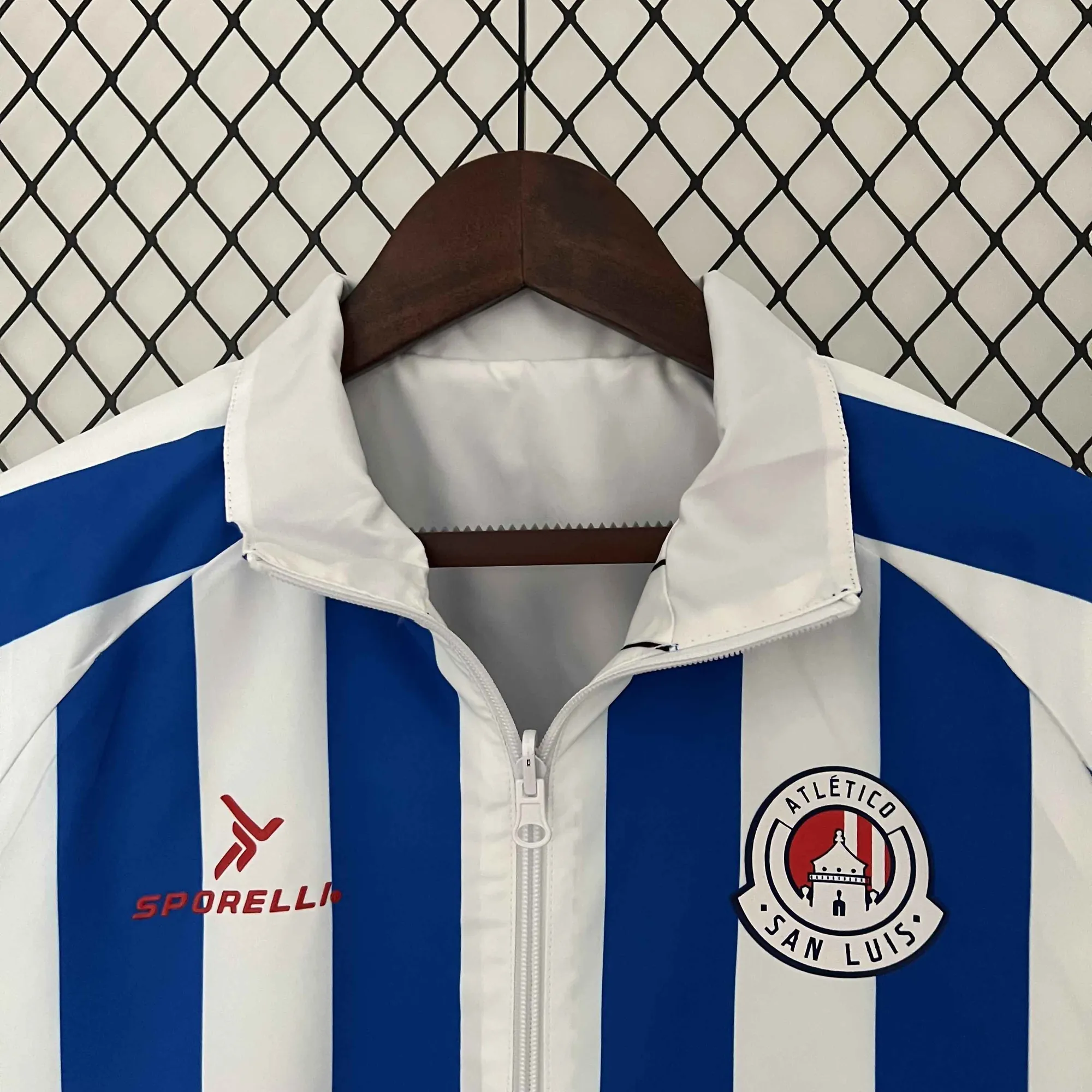 23-24 San Luis Reversible Windbreaker White&Blue Double-Sides Jacket Soccer Jerseys For Sale 1