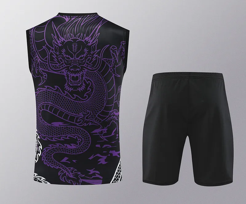 24-25 Real Madrid Purple Dragon Training Vest Kits(Top+Shorts) Football Replicas Yupoo 3