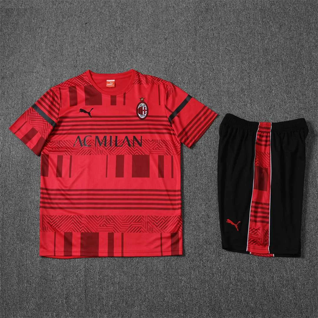 22-23 AC Milan Training Suit Short Sleeve Kit Red 16