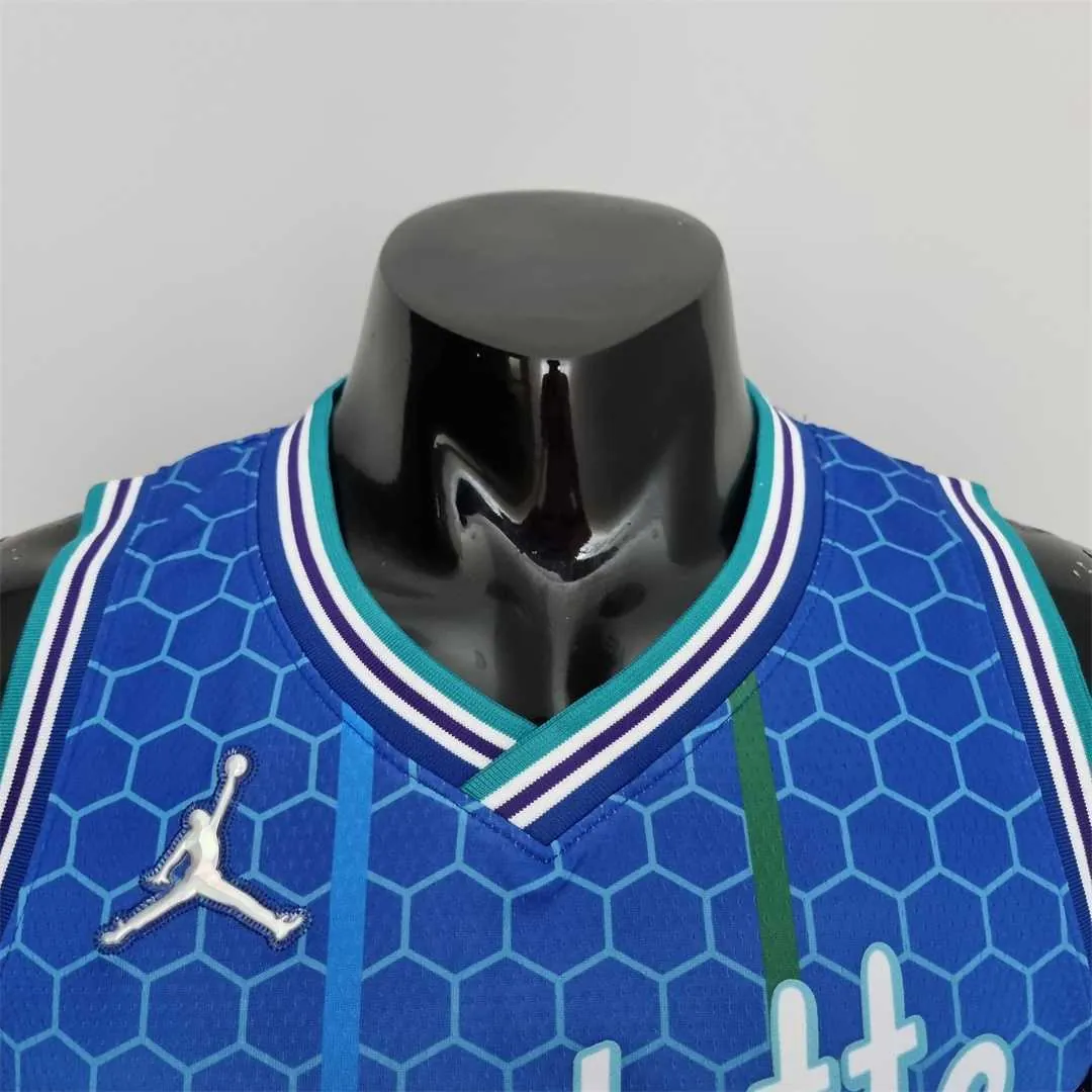 2022 BALL#1 Charlotte Hornets City Edition Blue NBA Jersey 3
