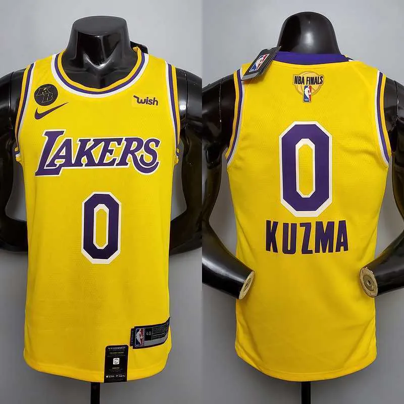 New KUZMA #0 Lakers Commemorative Edition Round neck yellow 8