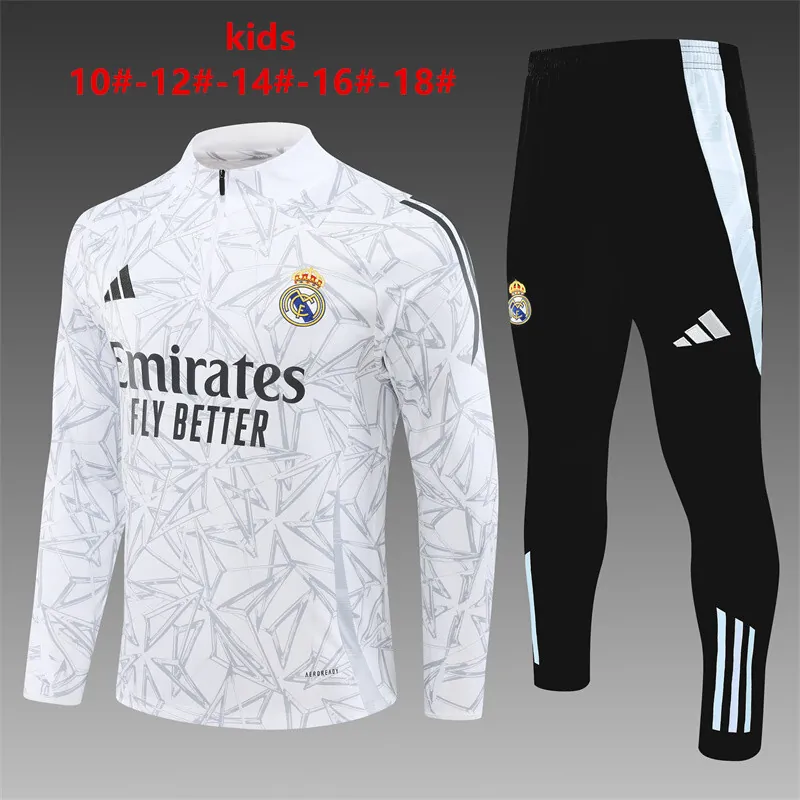 24-25 Real Madrid Kids Long Sleeve Training Suit Football Shirts 1