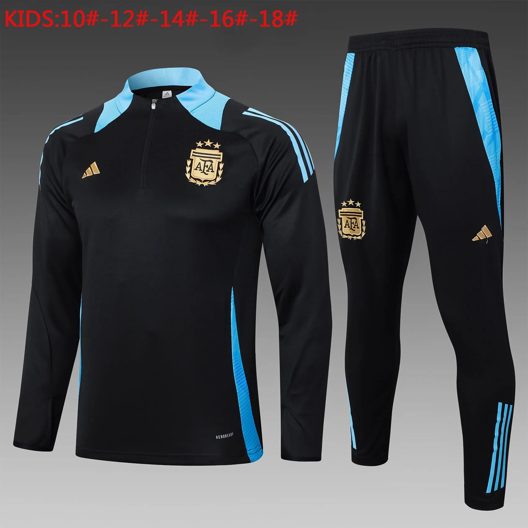 2024 Argentina Kids Long Sleeve Training Suit Football Shirts 1