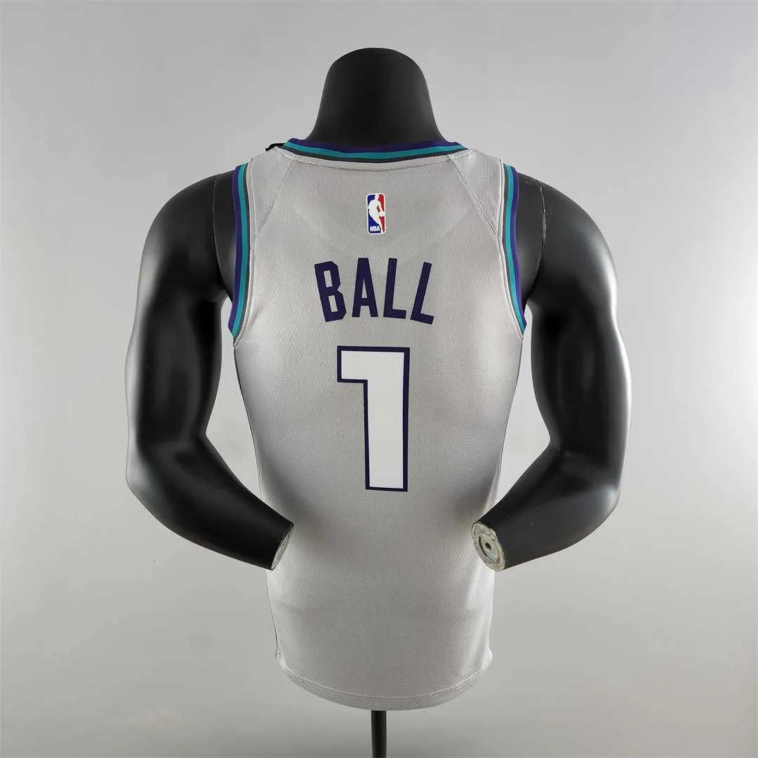 2019 Ball #1 Charlotte Hornets Grey NBA Jersey 9