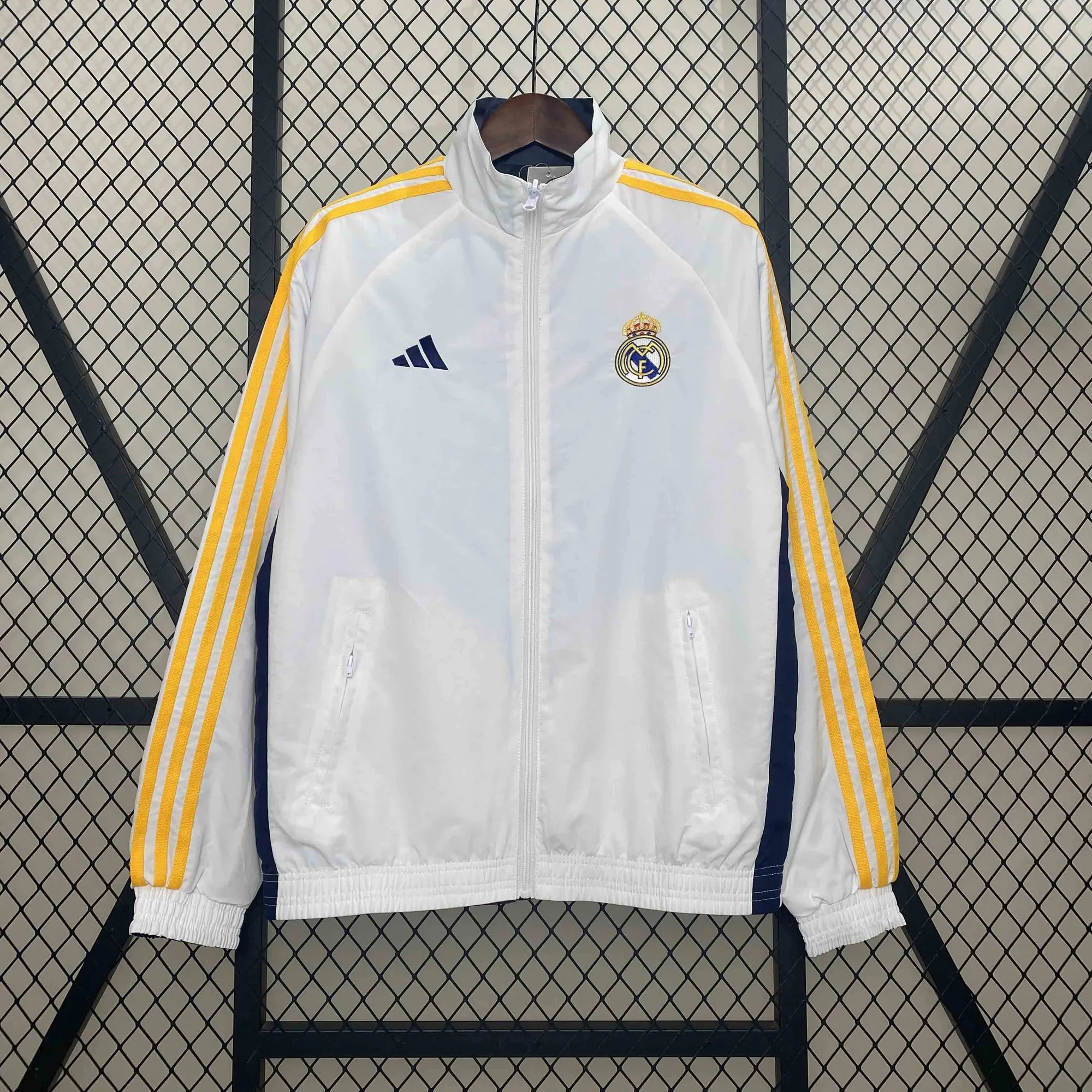 24-25 Real Madrid White&Navy Trench Coat Reversible Windbreaker Double-Sides Jacket AAAAJersey 4