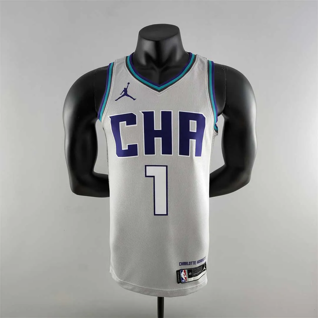 2019 Ball #1 Charlotte Hornets Grey NBA Jersey 10