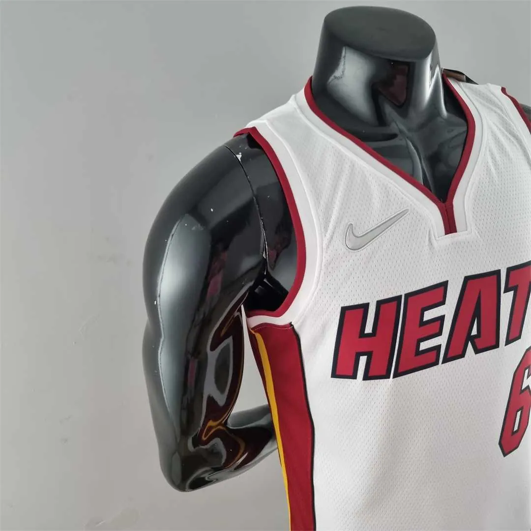 75th Anniversary Miami Heat JAMES #6 White NBA Jersey 4