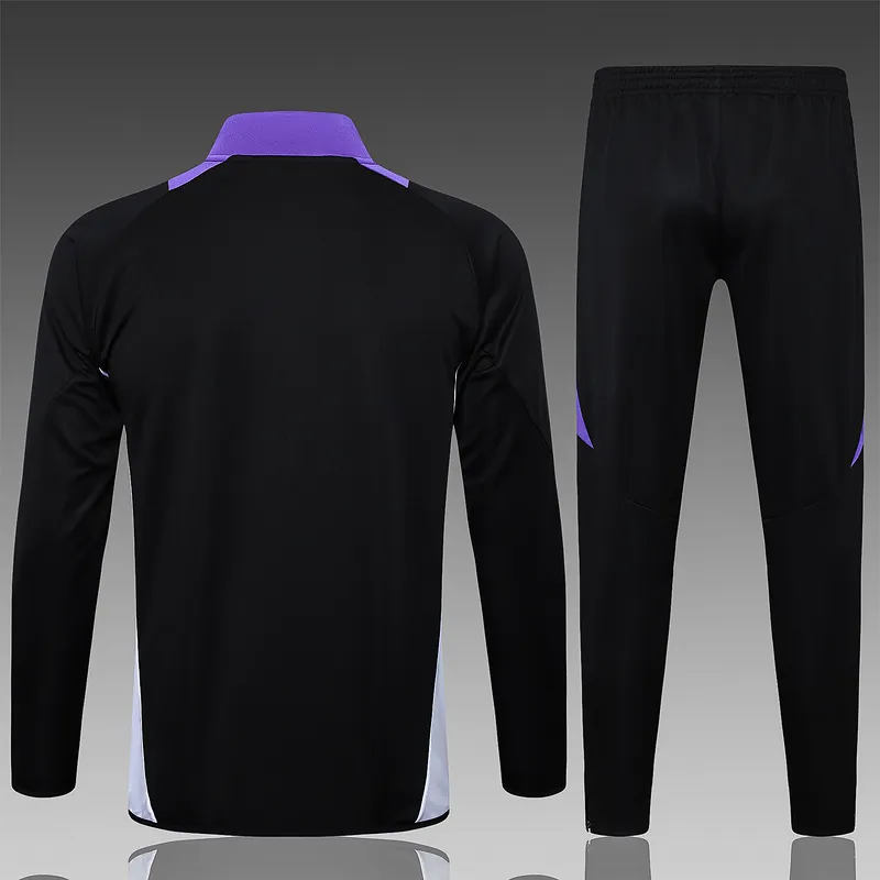 24-25 Real Madrid Black&Purple Football Tracksuit Long Jacket Suits 2