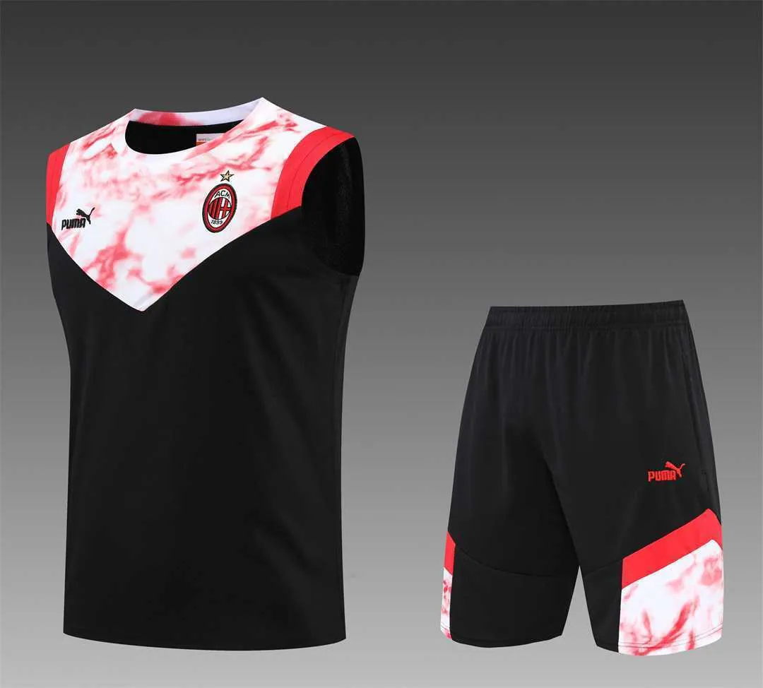 22-23 AC Milan vest training suit kit black red 20