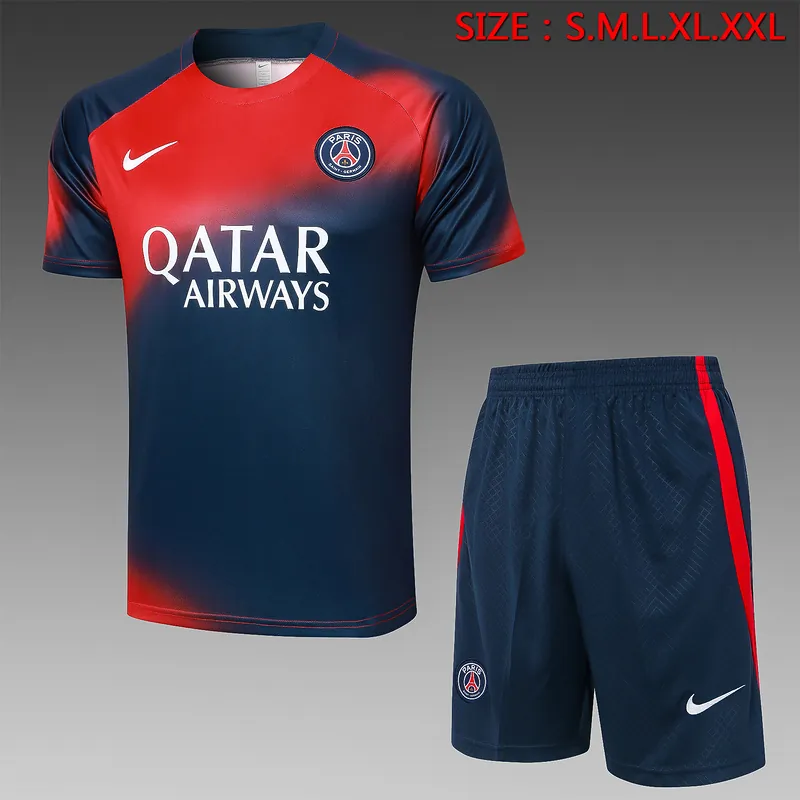 23-24 PSG Pre-Match Kits Red&Navy Training Suits Cheap Jerseys Yupoo 3