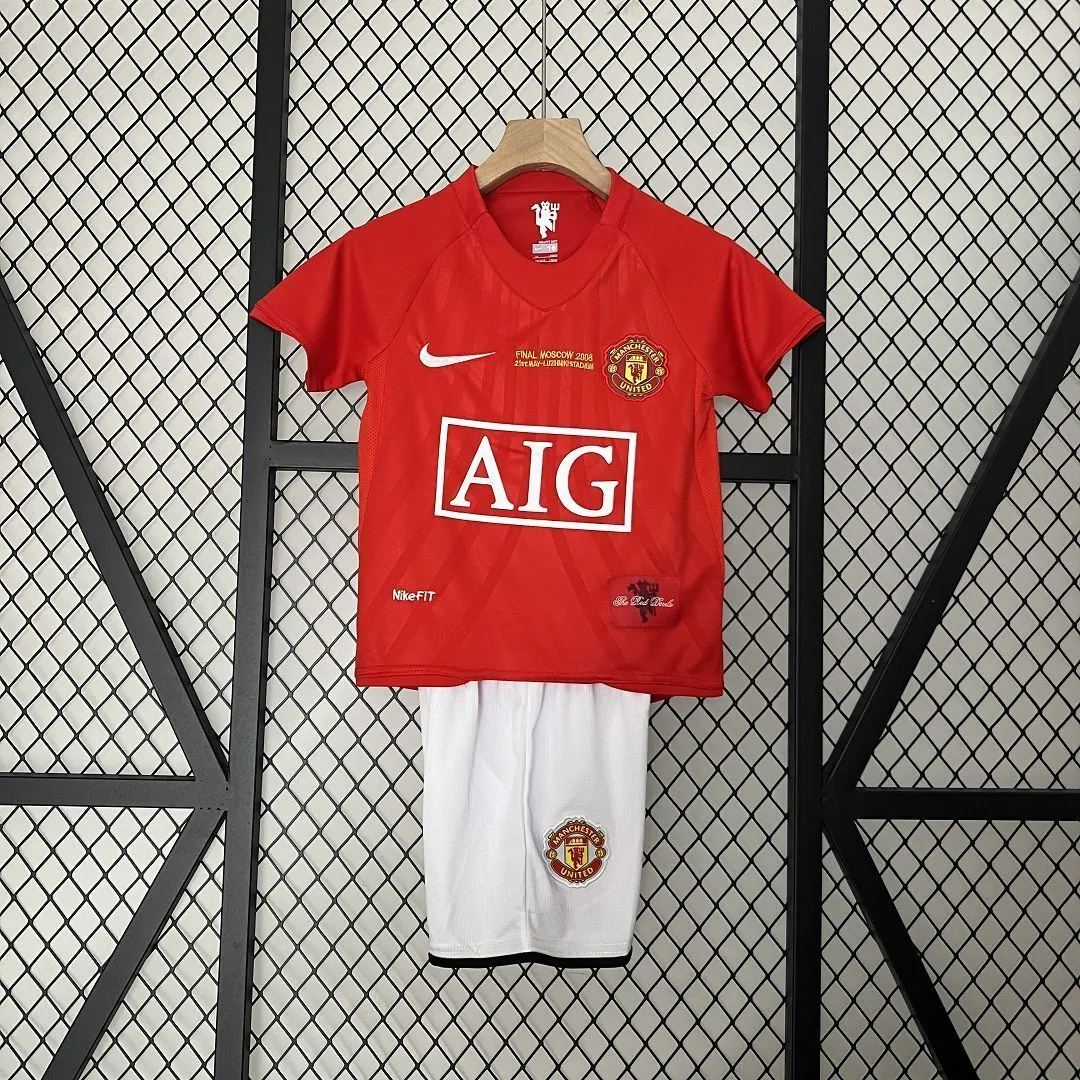 07-08 Manchester United Home Retro Kids Kits Champions League Version Cheap Jerseys Yupoo 8