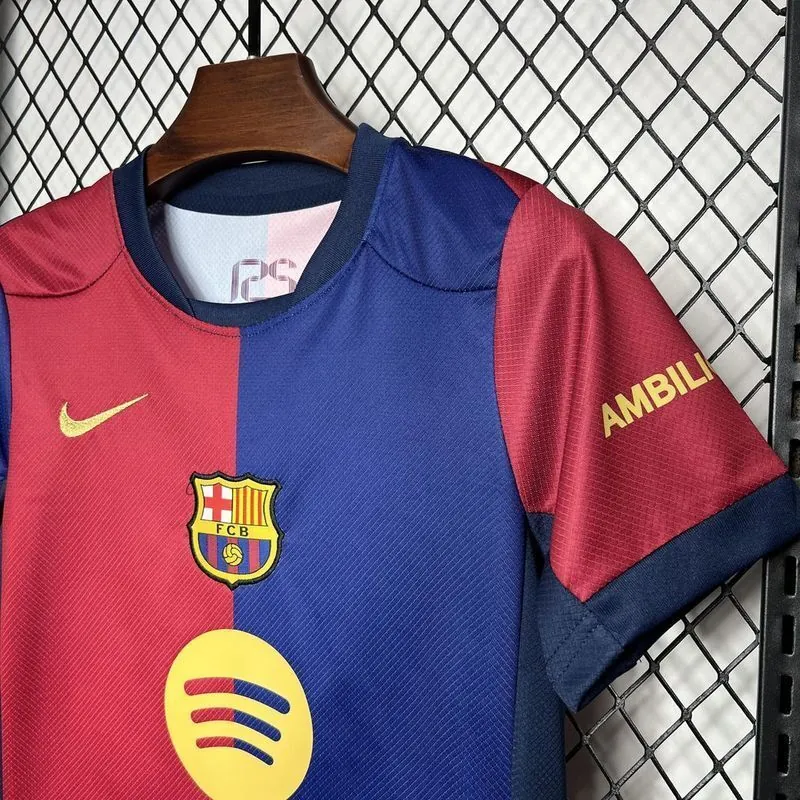 24-25 Barcelona Home Kid Kits Youth Apparels Soccer AAAAJersey Yupoo 1