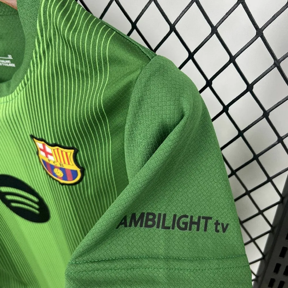 25-26 Kids Barcelona Goalkeeper Green Kit Youth Apparels Football AAAAJersey Dropship Yupoo 2