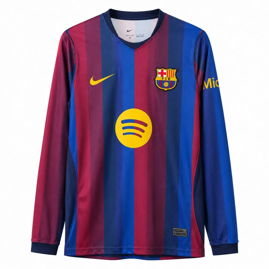 26-27 Barcelona Mens Home Kit Football Long Sleeve T-Shirt AAAAJersey Supply Yupoo 4 2
