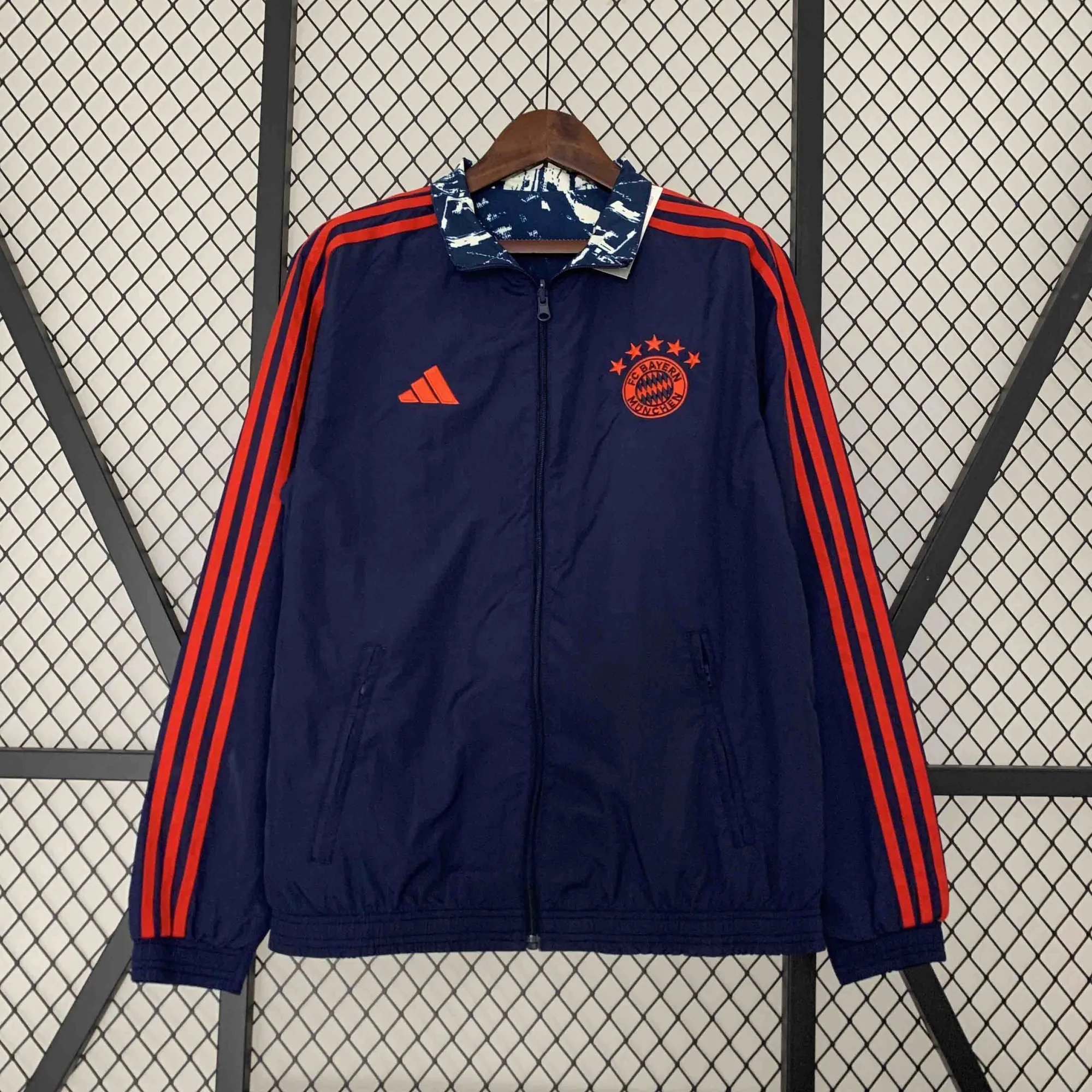 23-24 Bayern Reversible Windbreaker Gray&Navy Double-Sides Jacket Soccer Jerseys For Sale 5