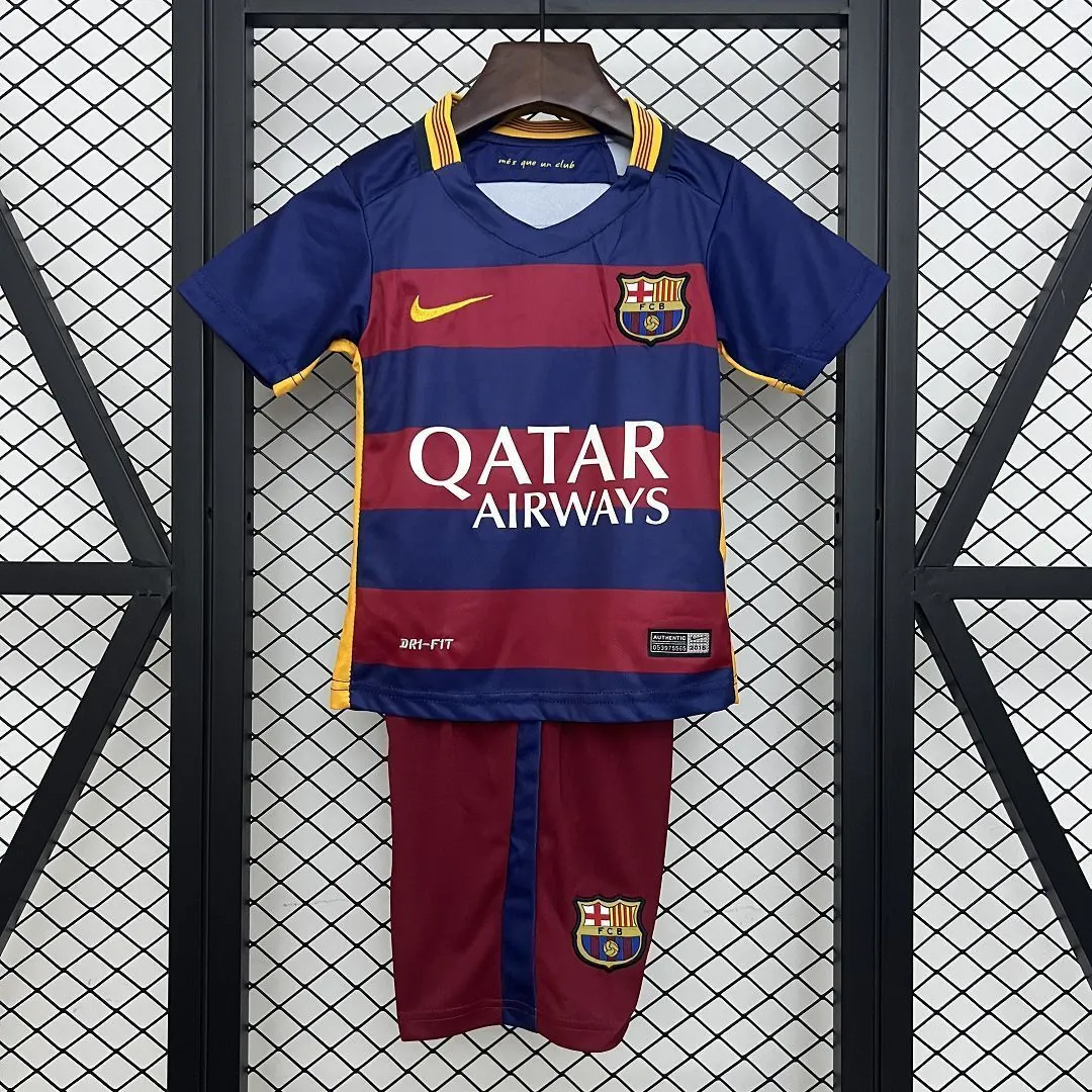 15-16 Barcelona Home Retro Kid Kits Youth Apparels Sport AAAAJersey Yupoo 11
